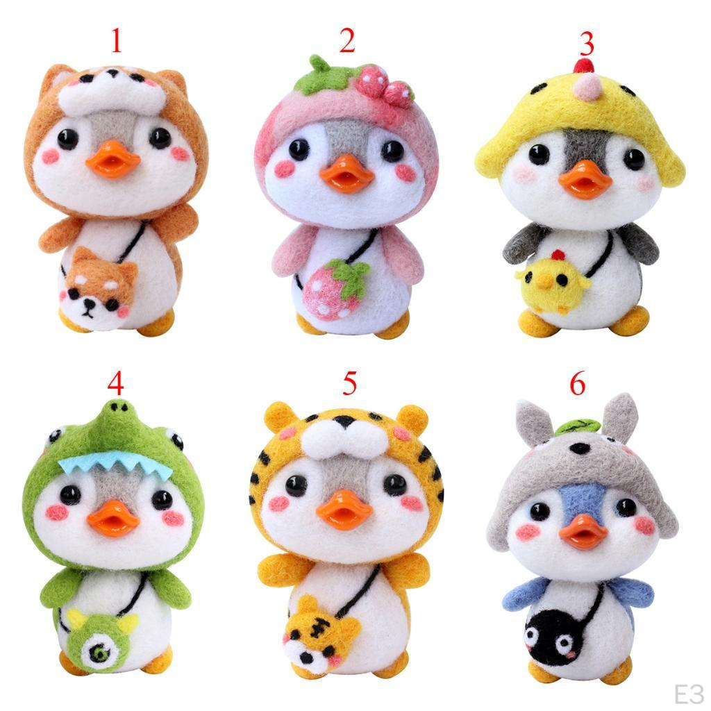 Animal Penguin Felting for Dry Felting, Wool with Tool Starter Christmas Doll
