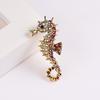 Rinhoo Sparkling Rhinestone Seahorse Brooches Fashion Cute Sea Animal Brooch Pins for Kids Women 3 Color Available Badge Jewelry
