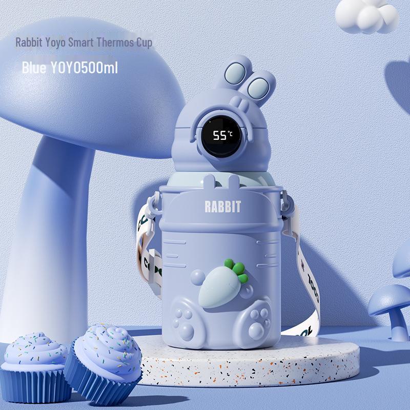 High-Value 316 Stainless Steel Cartoon Rabbit Thermos Cup with Straw for Children and Students