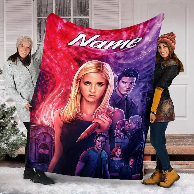Personalized Custom Name Blanket - Buffy the Vampire Slayer Print Design,Blanket for Sofa,Bed,Travel,Camping - Soft and Warm, Great Gift