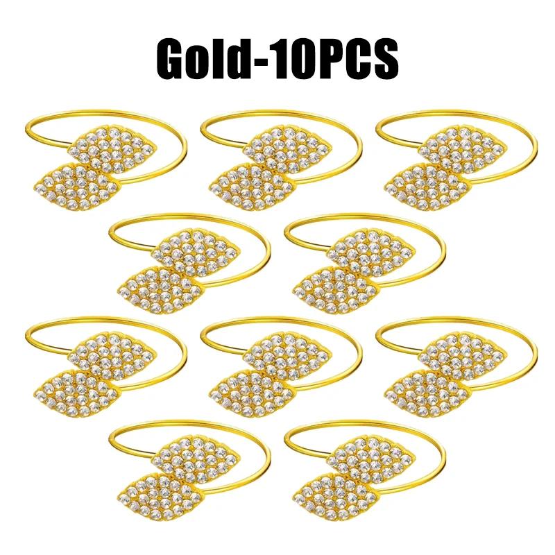 1-50PCS Leaves Napkin Rings Elegant Gold Sliver Leaf Napkin Buckles Holder for Birthday Wedding Party Dinner Table Decor
