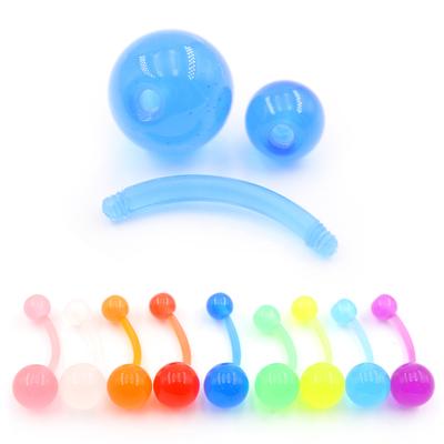 Alisouy 1PC 14G Color Caramelo Luminoso Acrílico Transparente Sexy Barra Anillos Piercing Ombligo Joyería Corporal para Niña Mujer