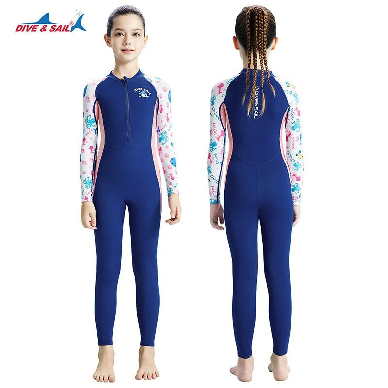 Children's Swimsuit Sun-blocking One-piece Diving Suit Long-sleeved Quick-drying Jellyfish Small Medium-sized Children