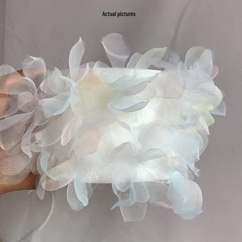 Valentine's Day Qixi Cake Topper: Lace Yarn Flower Border Ribbon Decoration Insert