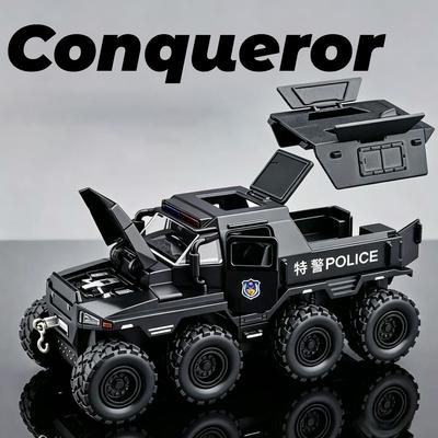1:Modèle Réduit Miniature Jouets Voiture de Police Conqueror Échelle 32 Alliage Moulé Sous Pression Portes à Tirer Ouvertes Modèles de Véhicules Ornement Idéal Cadeaux