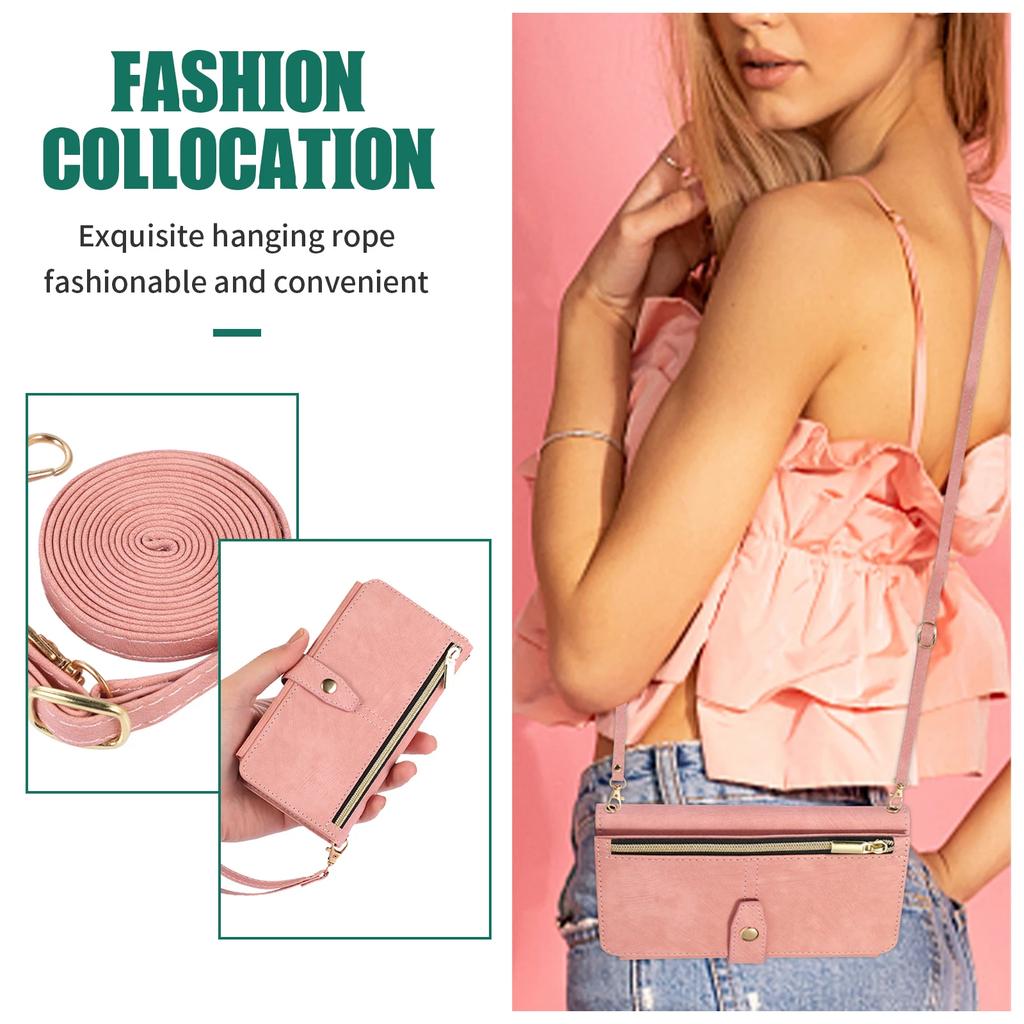 Crossbody Leather Zipper Cards Solt Wallet Case For Samsung Galaxy A54 A14 A34 A23 A12 A53 A52 S23 Ultra S22 S21 FE Pocket Cover