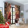 2pcs 2D Flat Printing Christmas Window Drapes Santa Claus Gifts Christmas Festive 100% Polyester Without Electricity Holiday