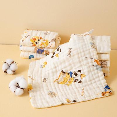 Gant de toilette pour bébé en coton pur - Serviette douce de dessin animé pour le visage de bébé, Serviette à salive, Petite serviette carrée pour nouveau-né