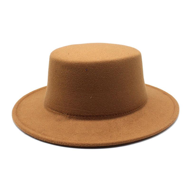 European, American And British Style Flat Top Top Hat, Autumn And Winter Parent-Child Big-Brimmed Gentleman'S Hat, Men'S Fashion Woolen Hat