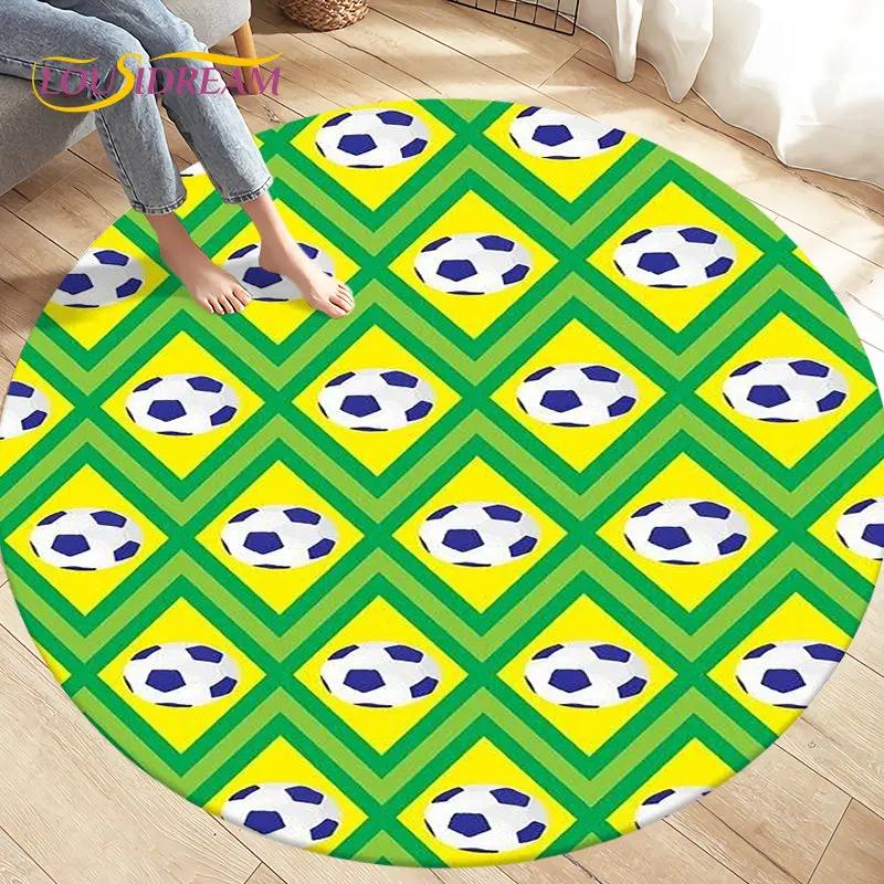 3D Cartoon Soccer Football Circle Area Rug Large,Round Carpet Rug for Living Room Bedroom Sofa Decoration,Kids Play Floor Mat