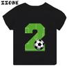 Black Modal Tshirt for Boys Cute Soccer Age Digital Print Short Sleeve Kids Top Creative Polyester Fabric