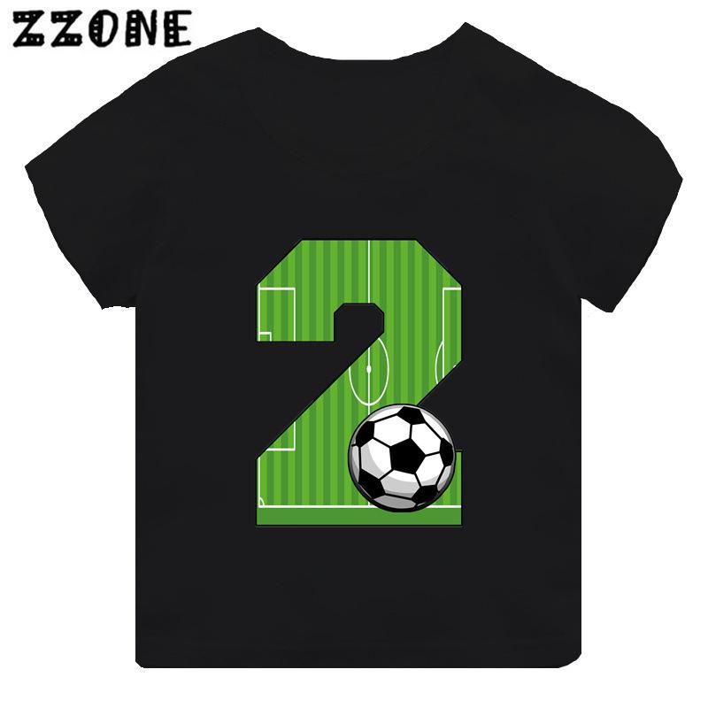 Black Modal Tshirt for Boys Cute Soccer Age Digital Print Short Sleeve Kids Top Creative Polyester Fabric
