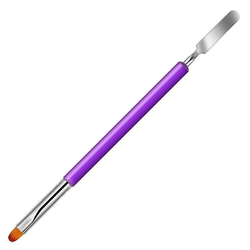 1pcs Poly Gel Brush Pen Dual Ended 2 IN 1 Design Nail Brush And Spatula Stainless Steel Gel Nail Brush For Nails Extension Gel