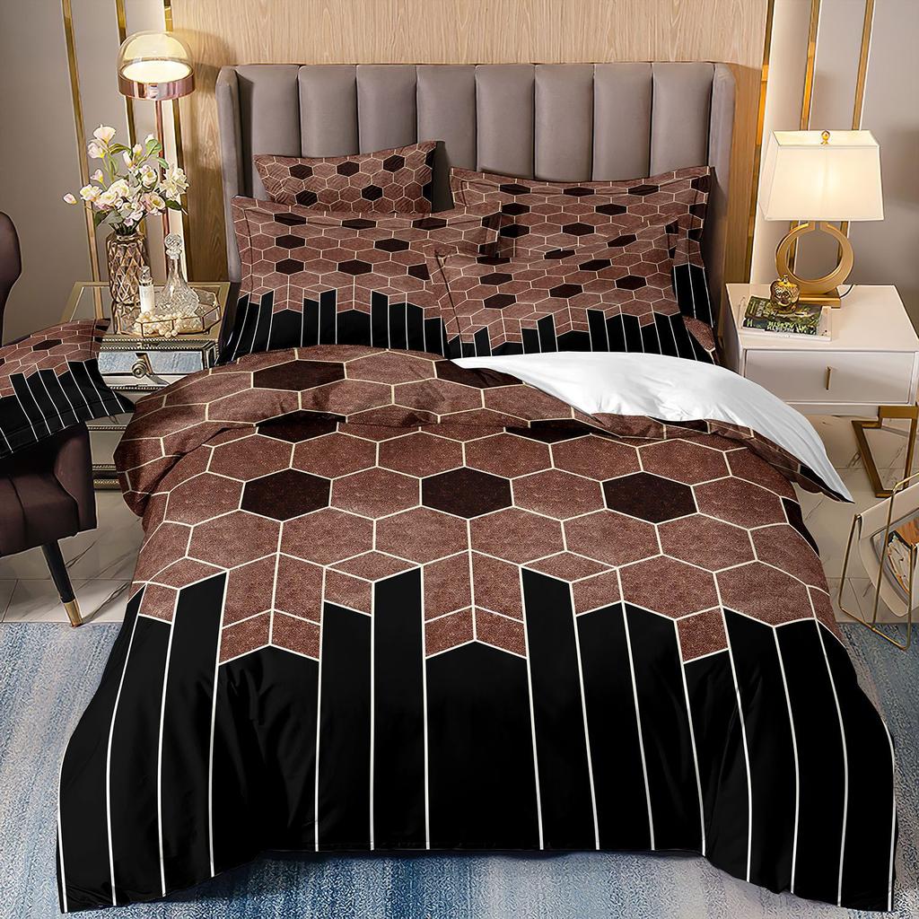 Cartoon Animation Bedding 3D Digital Printing Animal Plaid Unicorn Quilt Cover Three-Piece Set