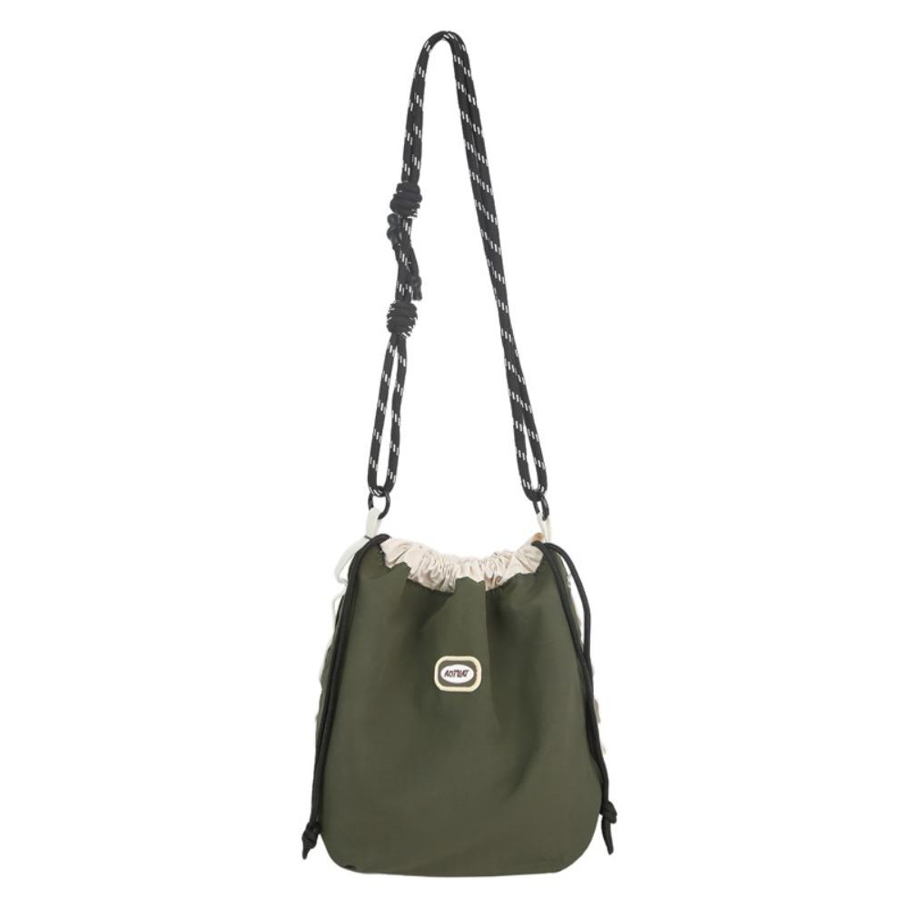 Sports Nylon Shoulder Bag Solid Color Mobile Phone Pack Waterproof Drawstring Crossbody Bag Daily