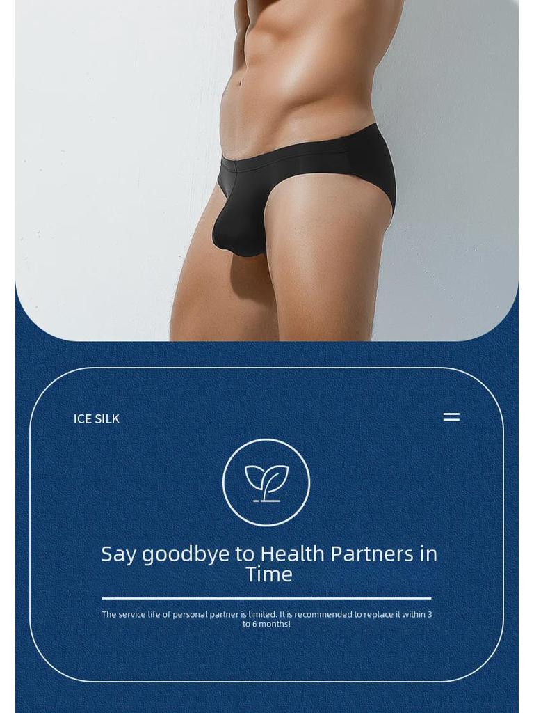 Men's Ice Silk Ultra-Thin Breathable Briefs - Sexy, Transparent Summer Underwear