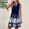 2025 European & American Sleeveless Round Neck Printed Dress for Women
