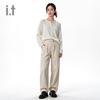 :CHOCOOLATE Cotton Casual Loose-Fit Pants