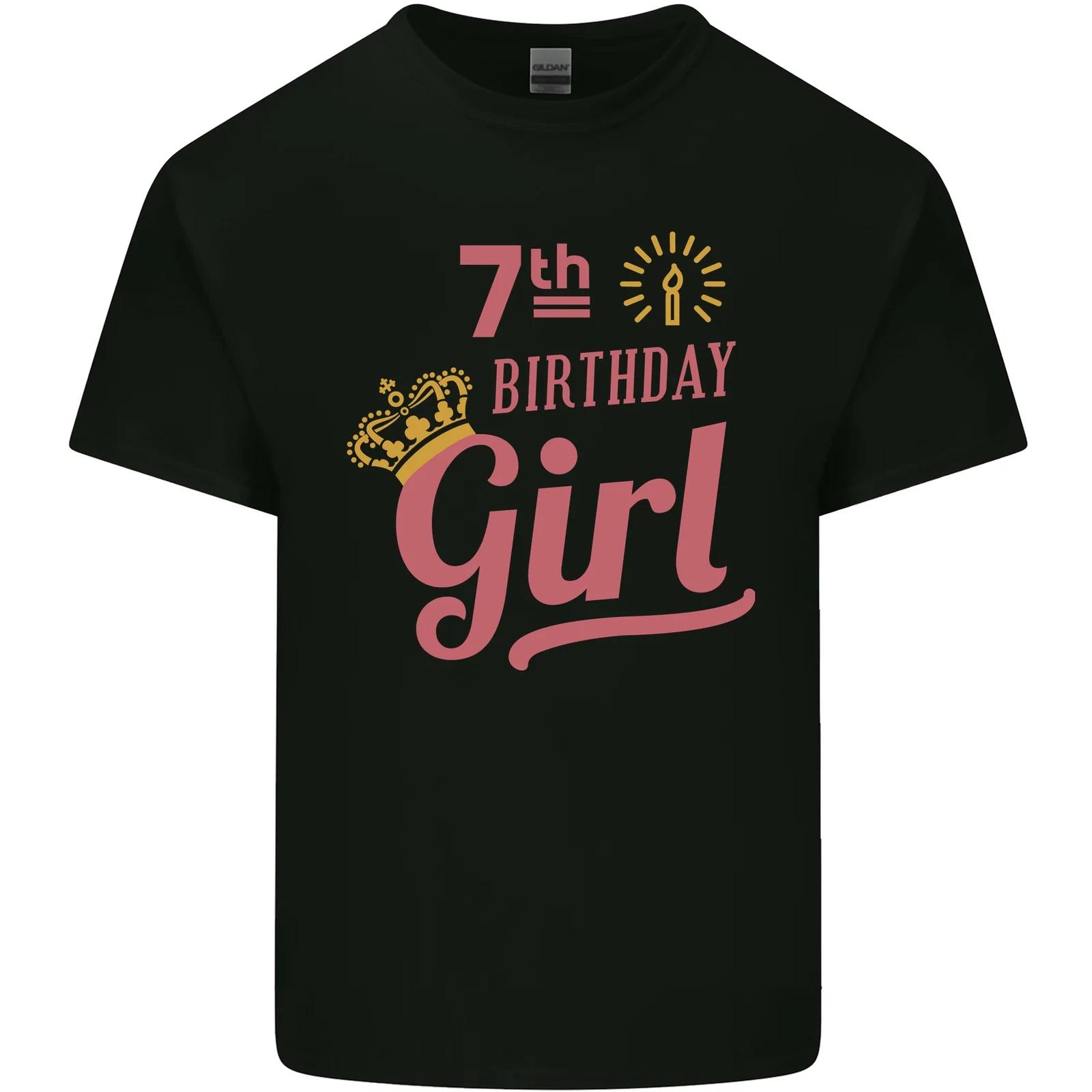 

7th Birthday Girl 7 Year Old Princess Kids T-Shirt Childrens S