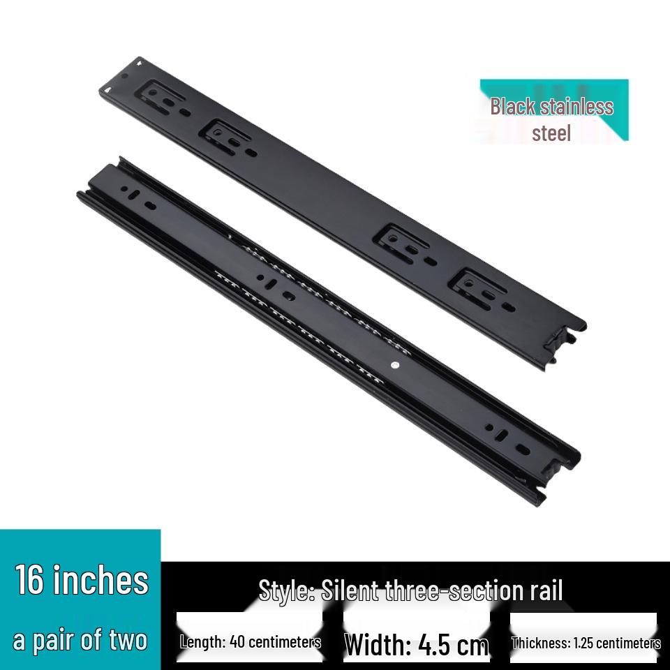 Stainless Steel Silent Ball Bearing Drawer Slides with Three-Section Damping Rails