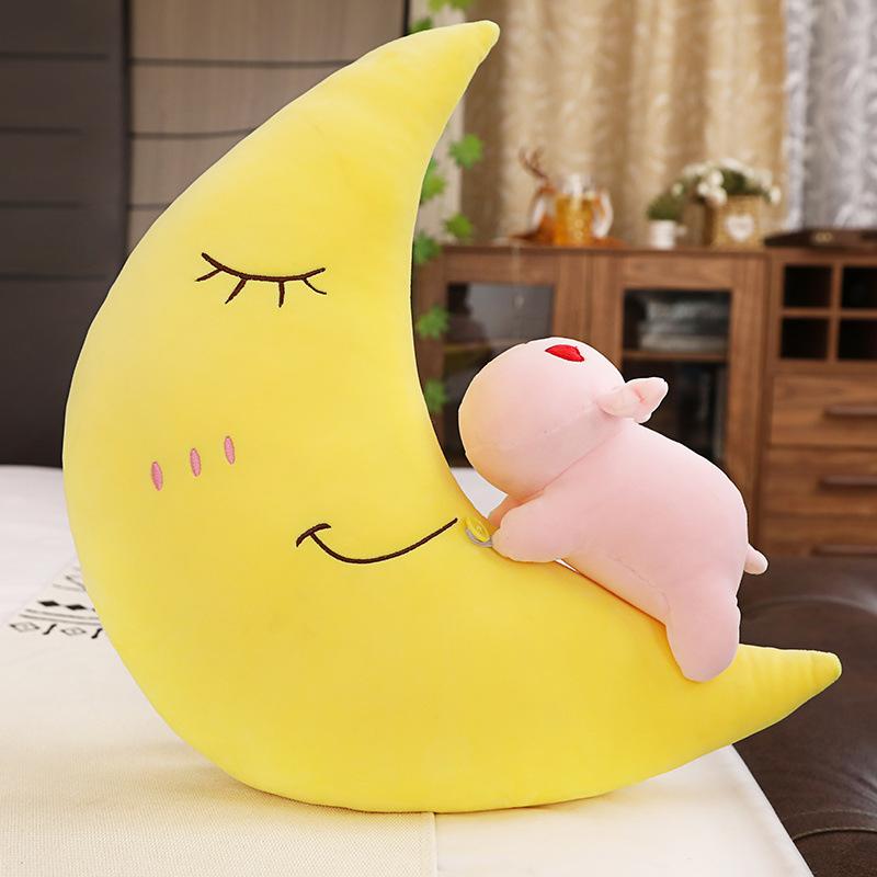 Creative Moon Star Pillow Plush Toy Bear Pig Rabbit Animal Doll Ragdoll Birthday Gift