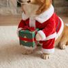 Plush Fabric Pet Christmas Gift Box Costume Soft Elastic Pet Gift Holding Outfit  Holiday Gift