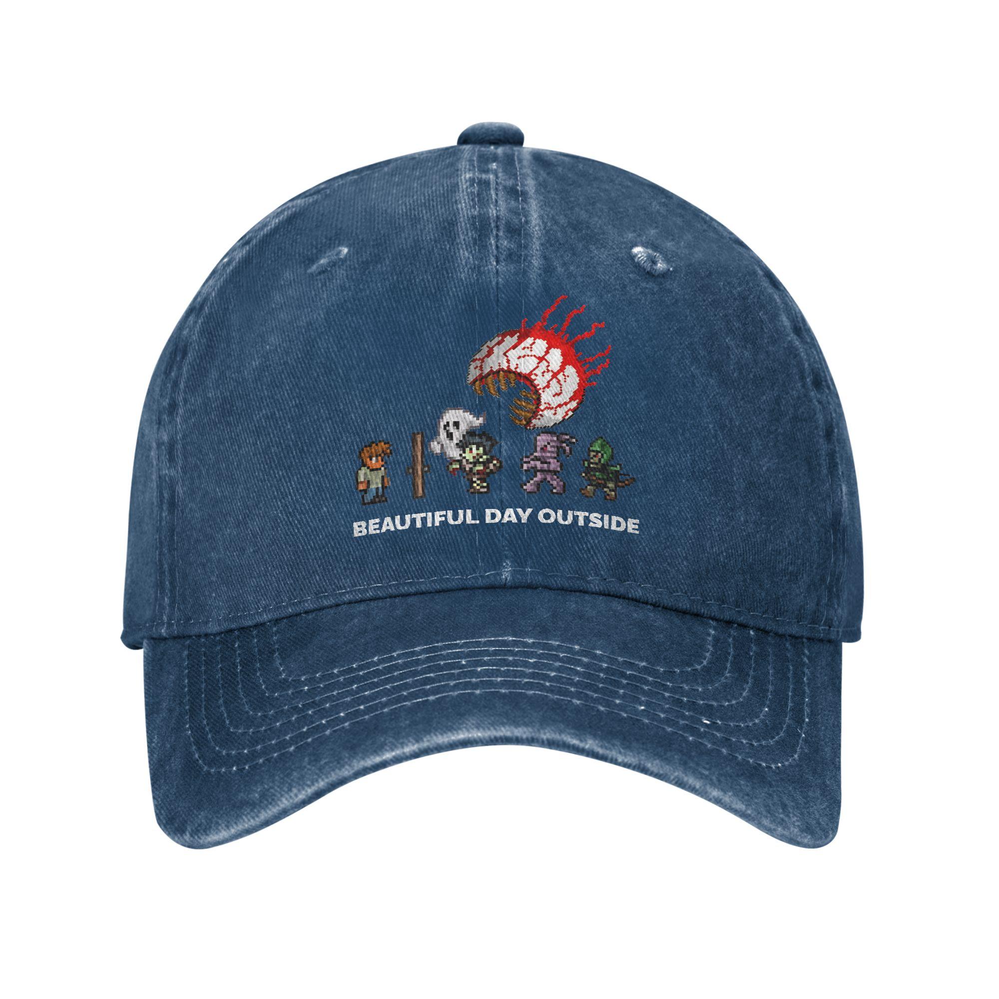 

Washed Baseball Cap Terraria Game Summer Trucker Hat For Women Men Design Print Outdoor Sports Sun Baseball Caps One Size темно-синий