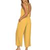 Casual Loose Jumpsuit Women Summer Solid Cotton Linen Straps Wide Leg Pants Solid Pockets Sleeveless Oversized Jumpsuits