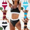 Color-Block Sports Bikini Women's Swimsuit High-Waist Separate Piece Fashionable Contrast Design Chinese Manufacturer