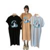 Women's Printed T-shirt Dress Short Sleeve Summer Loose Medium Length Plus Size Casual Dress
