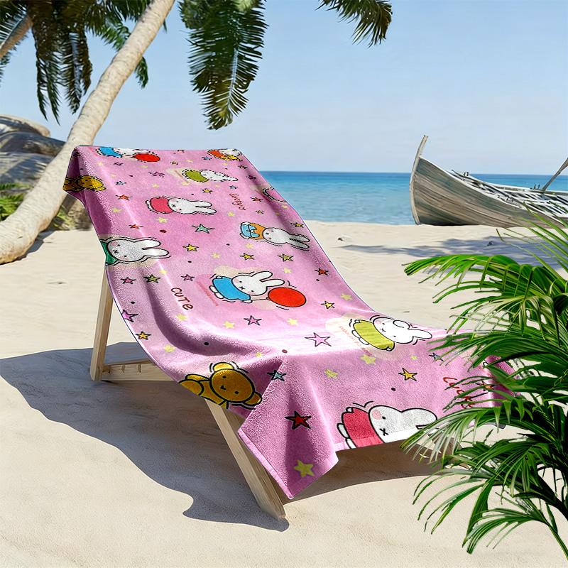 Miffy Print Beach Towel, Large Soft Quick Dry Towel for Beach Camping Swimming