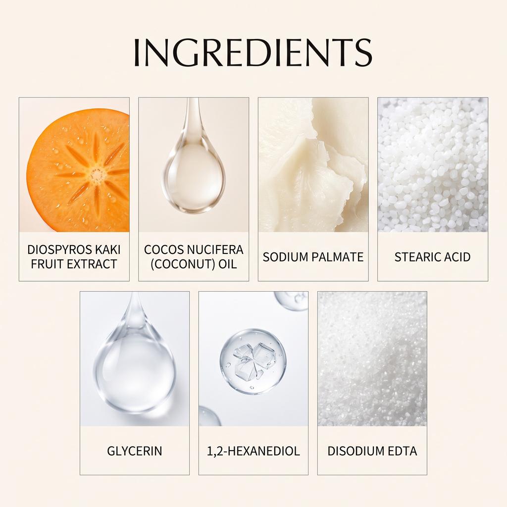 Persimmon Deodorizing Soap, With Persimmon Fruit Extract, Fresh Scent, Refreshing Non-greasy Bar Soap 100G Persimmon Soap