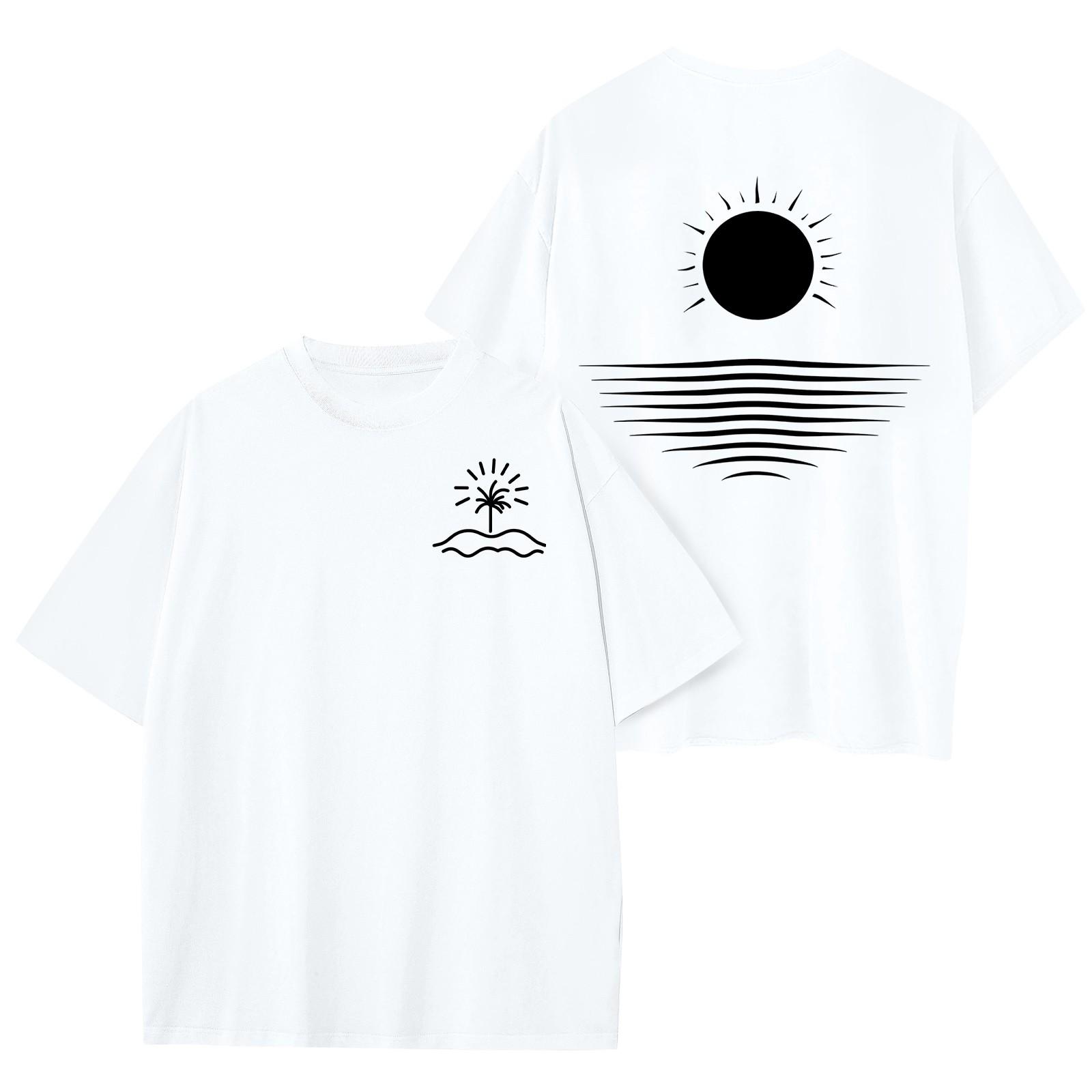 

Женский круглый вырез модный свободный гавайский принт короткие рукава XXXL белый