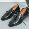 New Men Pointed Black Brown Slip On Casual Leather Shoes Male Tassels Loafers Wedding Dress Formal Flats Footwear
