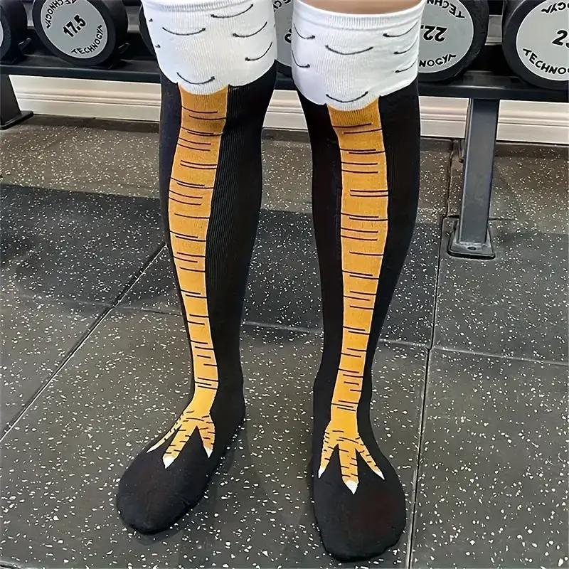 Calzini Divertenti a Zampa di Pollo Sopra il Ginocchio 62cm Calze Lunghe a Compressione per Donna Calzini Sportivi Realistici a Piedi di Pollo