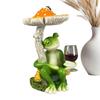 Mushroom Red Wine Glass Frog Decor Cute Funny Artistic Desk Sculpture Frog Decorations For Garden Outdoor Desk Yard Office Home