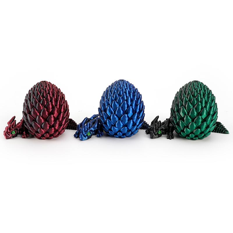 12cm 3D Printed Easter Eggs with Icy Crystal Mini Dragon Articulated Dragon Figure Easter Basket Stuffers Party Favors for Kids