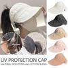 Sommer Sonnenhut mit breiter Krempe für Damen, faltbar, verstellbar, für den Strand, Fischerhut, UV-Schutz, Visiere, Fischer-Pferdeschwanz-Caps