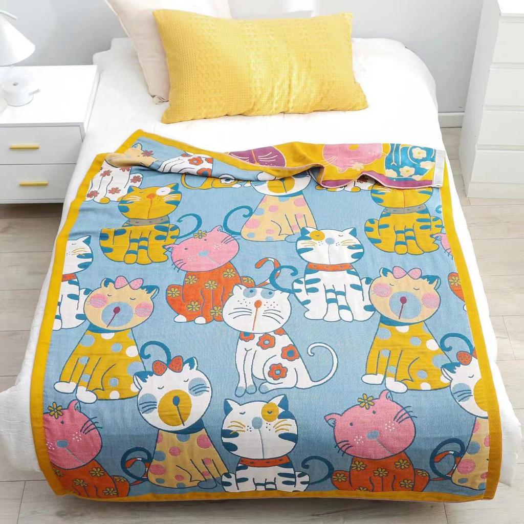 Vier Jahreszeiten Baby Baumwollgaze Handtuchdecke Neugeborenes Cartoon Kinder Babydecke Atmungsaktiv Gewaschene Baumwolle Mittagspausendecke