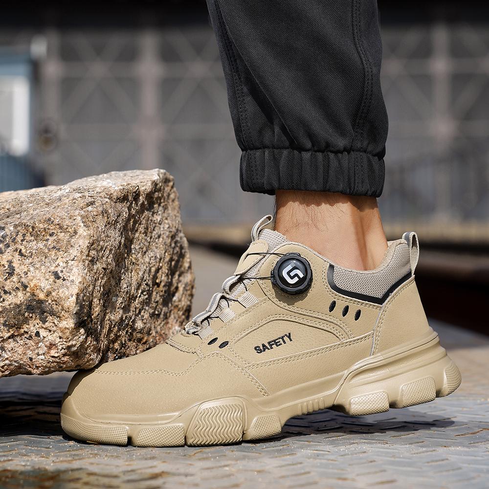 New Security Men's  Shoes Rotating Button Work Boots Waterproof Steel Toe Shoes Puncture-Proof Work Shoes Sneakers Indestructible Shoes