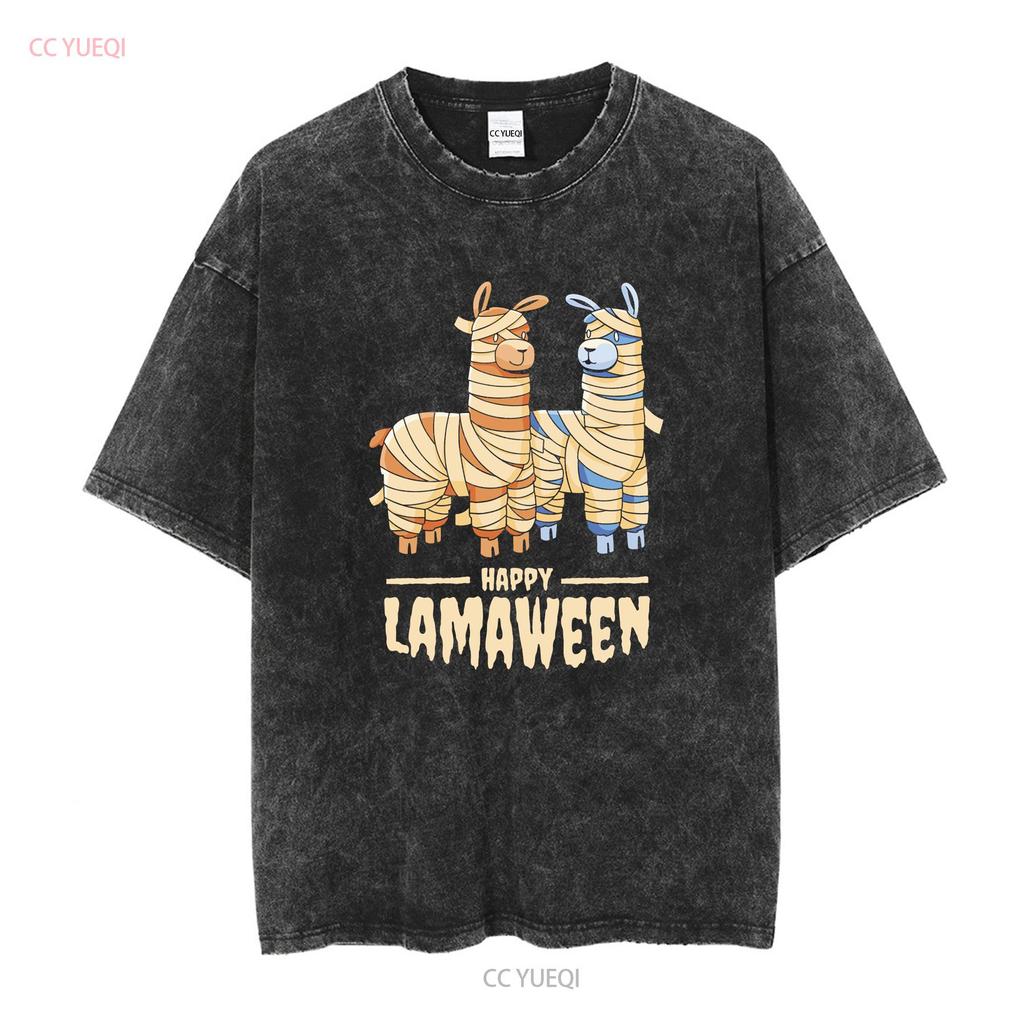 Happy Lamaween Funny Blade Halloween Mens Cotton T Shirt long or short sleeves vintage Washed fashion Stretched Slightly