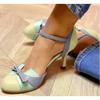 Fashion New Style Sweet Female Pumps Round Toe Small Heels 6cm Buckle Strap Bowknot Mixed Color Plus Size 34-43 Spring Dating Shoes