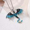 Exaggerated Retro Enamel Cartoon Dragon Pendant Necklace with Rhinestones