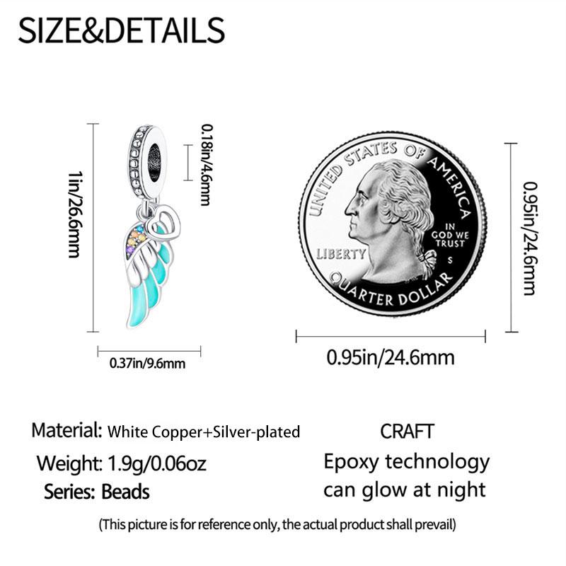 Compatible With Authentic Pandora Bracelets copper Color Luminous Feather With Zirconia Charm Do It Yourself Bead Charms Women Jewellery Birthday Gift
