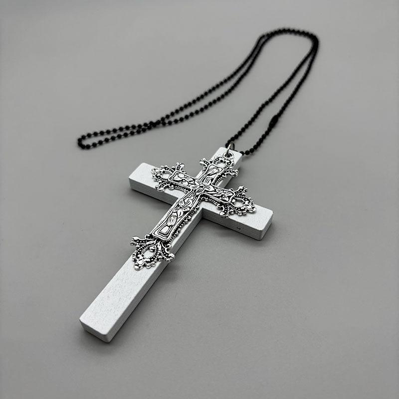 Large Cross Long Sweater Chain Dark Gothic Versatile Halloween Pendant Necklace