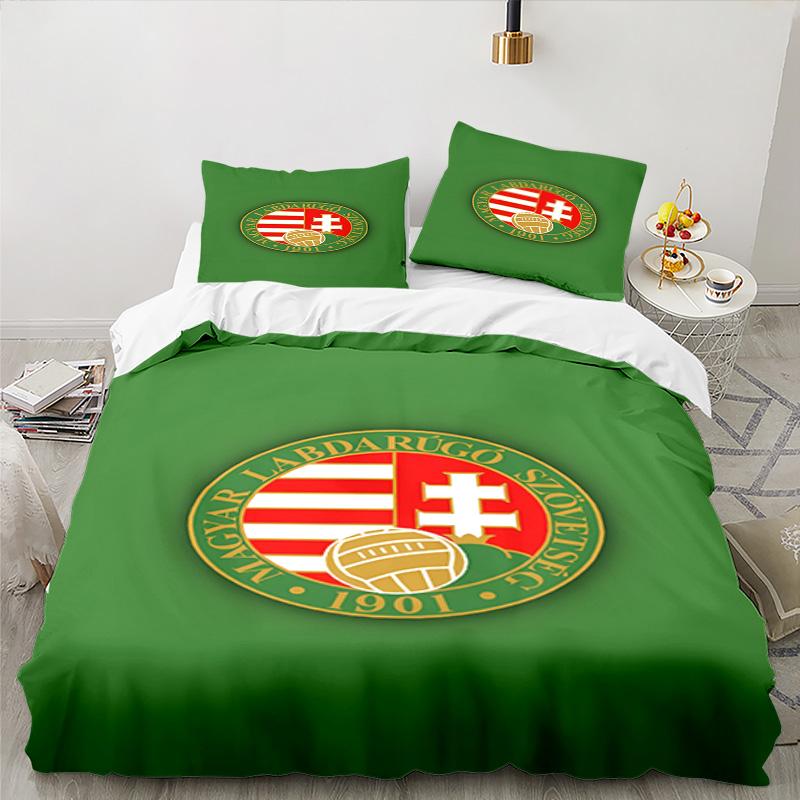 Hungarian Football Emblem 3PCS Bedding set,Ideal for 1pc Duvet Cover And 2pcs Pillowcases Perfect for Fan gift,Ideal for Bedroom, Dormitory