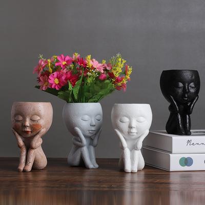 Nordic Creative Vase Cute Girl Doll Succulent Plant Flower Pot Home Decoration Decoration Ornament Resin Crafts Plant Pot