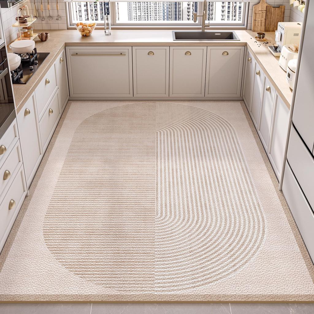 Large PVC Kitchen Floor Mat Non Slip Oil Proof Easy Clean Leather Rug For Balcony