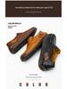 Men's Hand-Stitched Leather Slip-On Loafers - Casual Outdoor Low-Top Flats, Large Size, Spring Collection.