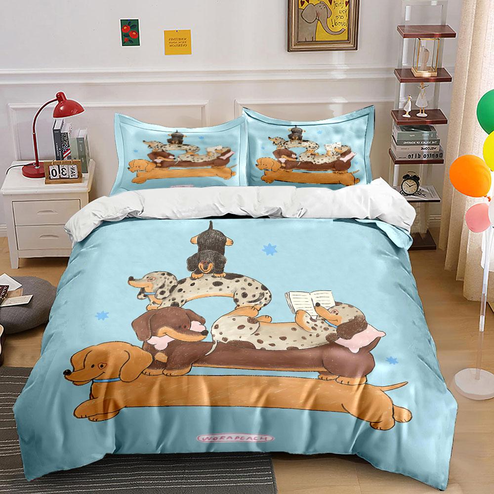 Dachshund Dogs Stack Design Bedding Duvet Cover Set Duvet Cover Pillowcases (1*Duvet Cover 2*Pillowcases, Without Duvet Insert)